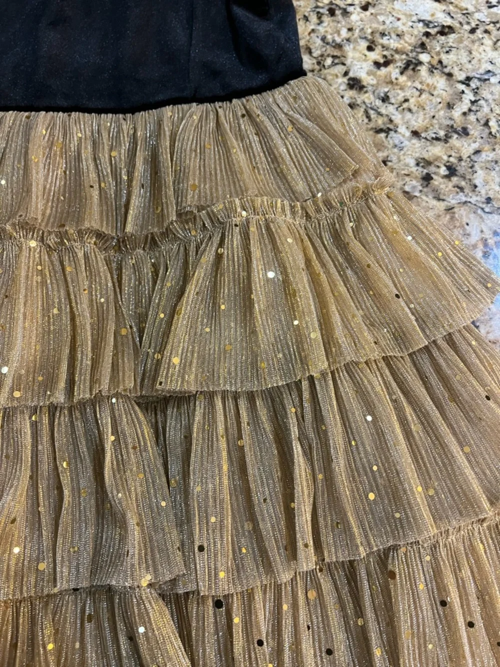 Zunie Black & Gold Tiered Tulle Party Dress for Girls